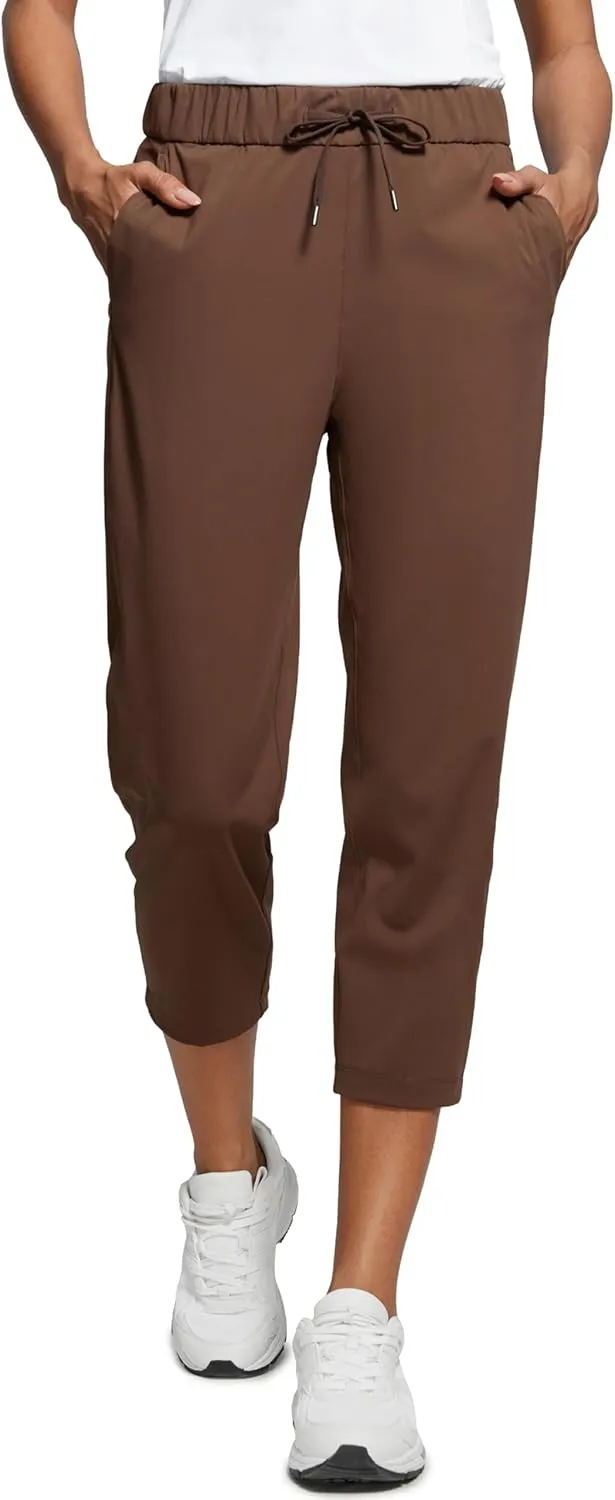 CRZ YOGA 4-Way Stretch Golf Capri for Women 23", Casual Yoga Dress Work Pants with Pockets Workout Athletic Travel