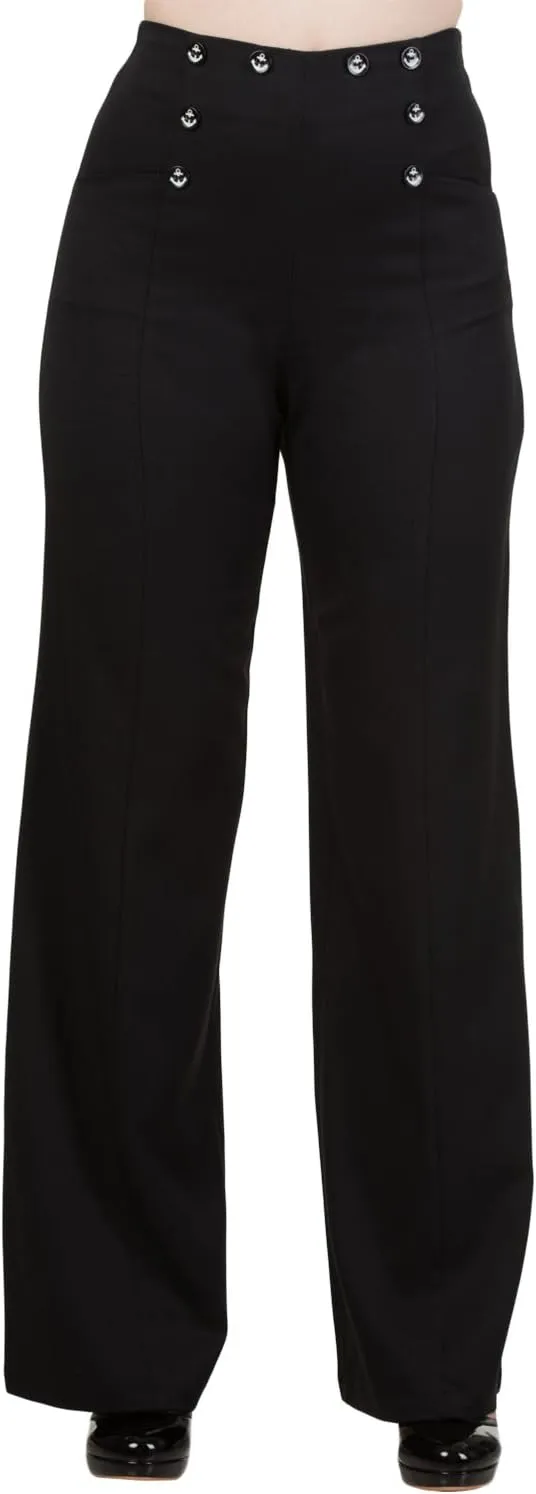 Dancing Days 50's Vintage Sailor High Waist Double Buttoned Wide Leg Flare Pants