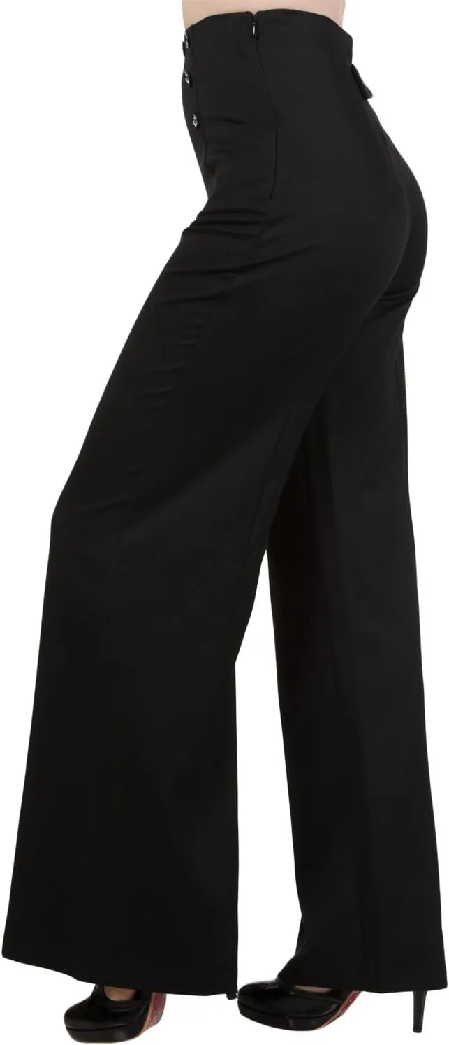 Dancing Days 50's Vintage Sailor High Waist Double Buttoned Wide Leg Flare Pants