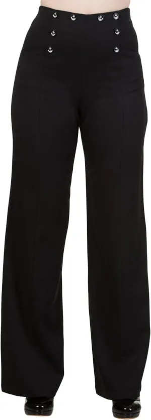 Dancing Days 50's Vintage Sailor High Waist Double Buttoned Wide Leg Flare Pants