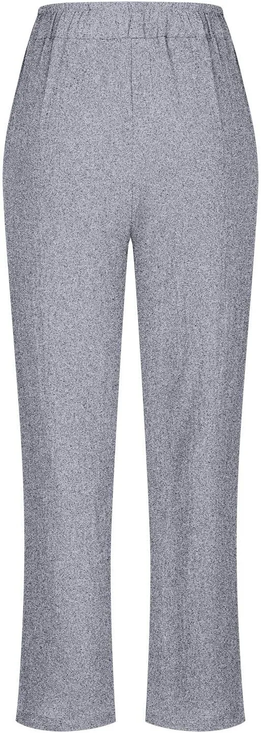 DASAYO Linen Pants Women Pettie Plus Size Drawstring Elastic Waist Straight Leg Trousers Summer Casual Pants with Pockets