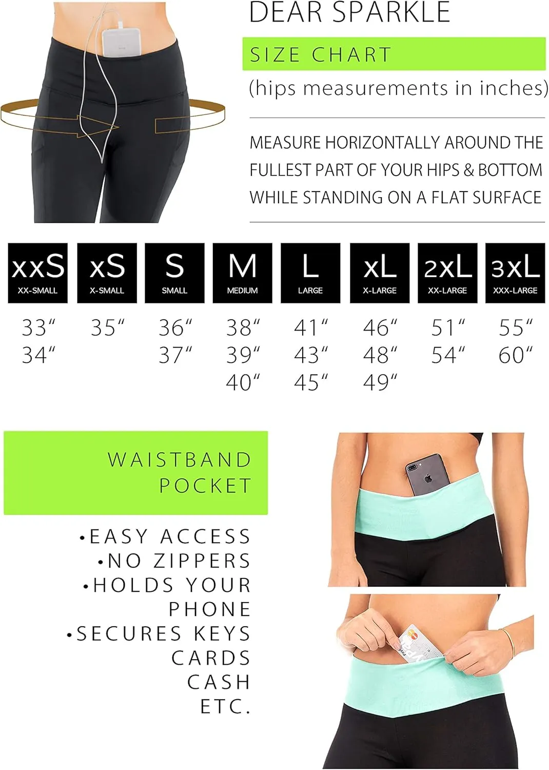 DEAR SPARKLE Bootcut Leggings for Women | Slim Look Bootleg Opaque Yoga Pants w Pocket   Plus Size (C5)