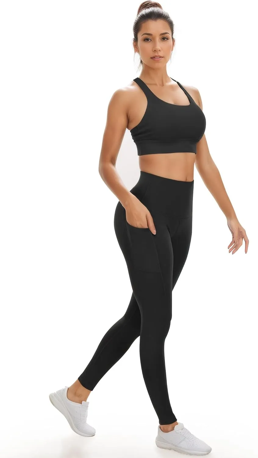 Dimore 4 Pack Workout Leggings for Women with Pockets,High Waisted Tummy Control Yoga Pants for Workout Running