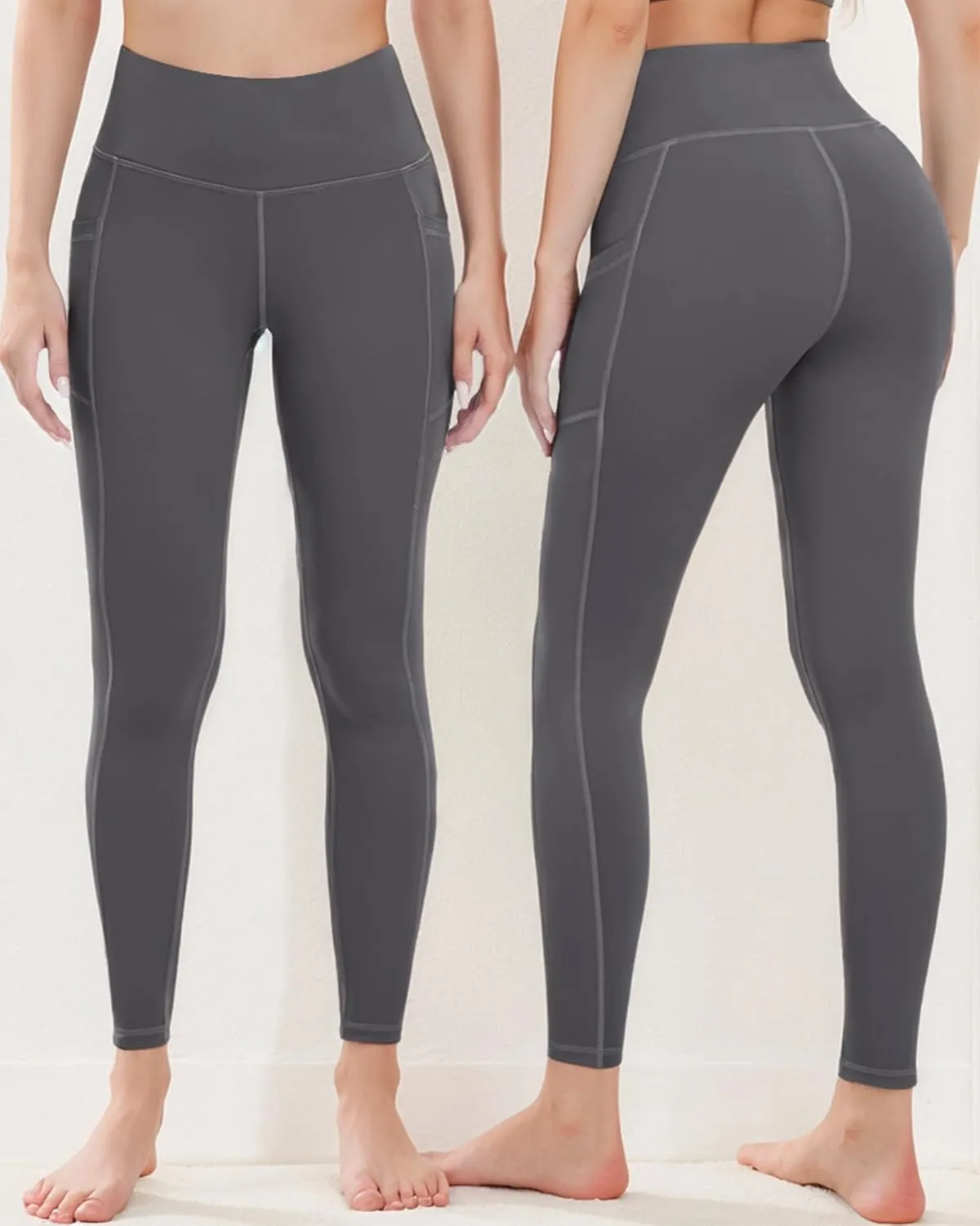 Dimore 4 Pack Workout Leggings for Women with Pockets,High Waisted Tummy Control Yoga Pants for Workout Running