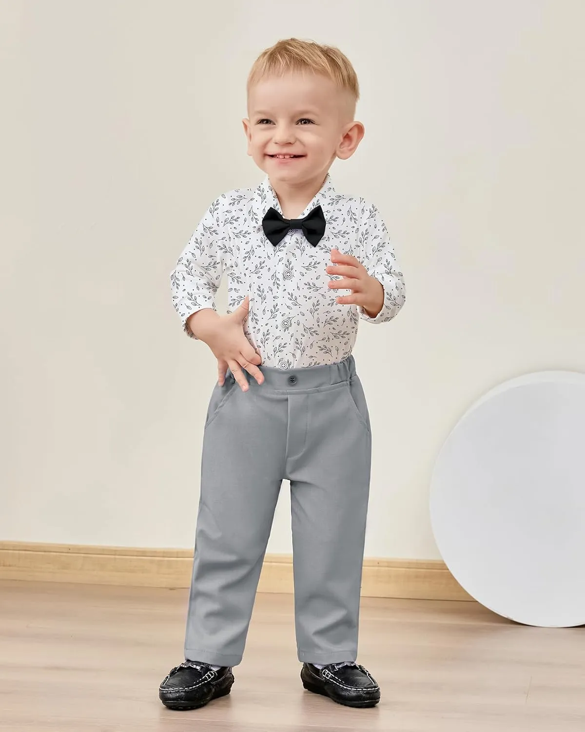 DISAUR Baby Boy Clothes Suits 5PC Infant Gentleman Outfit Dress Shirt Bowtie Vest Corsage Pants Wedding Baby Suit