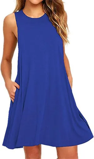 Dresses for Women 2025,Sleeveless Crewneck Summer Spring Dress Sleeveless Casual Beach Sundress Tank Dress Mini Dress