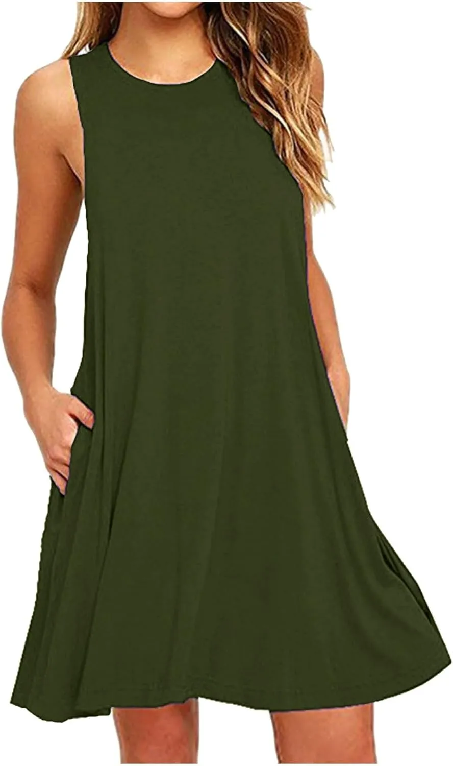 Dresses for Women 2025,Sleeveless Crewneck Summer Spring Dress Sleeveless Casual Beach Sundress Tank Dress Mini Dress