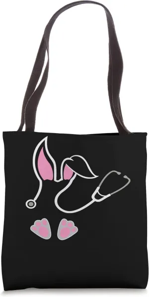Easter Bunny Stethoscope Funny Nurse Doctor Rabbit Scrub Tote Bag