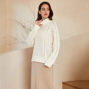Elegant Turtleneck Wool Cardigan Sweater