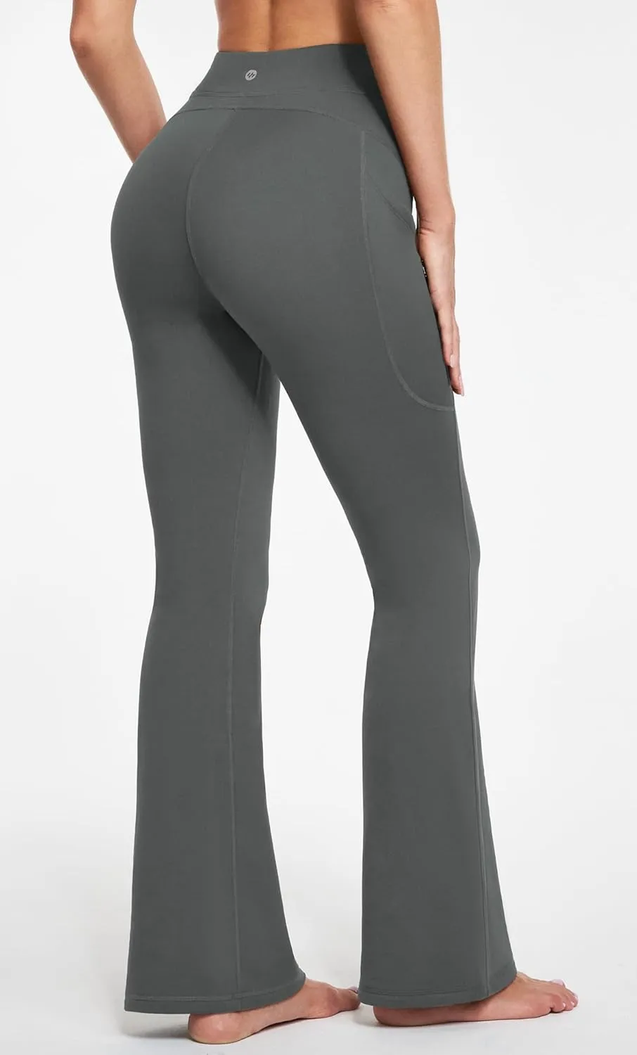 Ewedoos Fleece Lined Yoga Pants with Pockets Water Resistant Hiking Pants Women High Waist Flare Leggings Winter Warm Pants