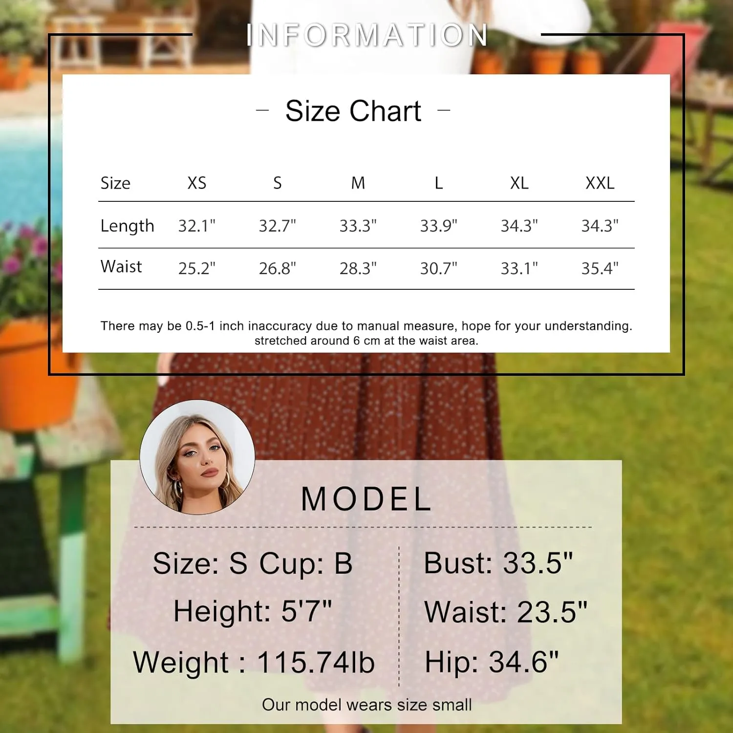 EXLURA Womens High Waist Polka Dot Pleated Maxi Skirt Midi Swing Skirt Beach Vacation Cruise Outfits with Pockets