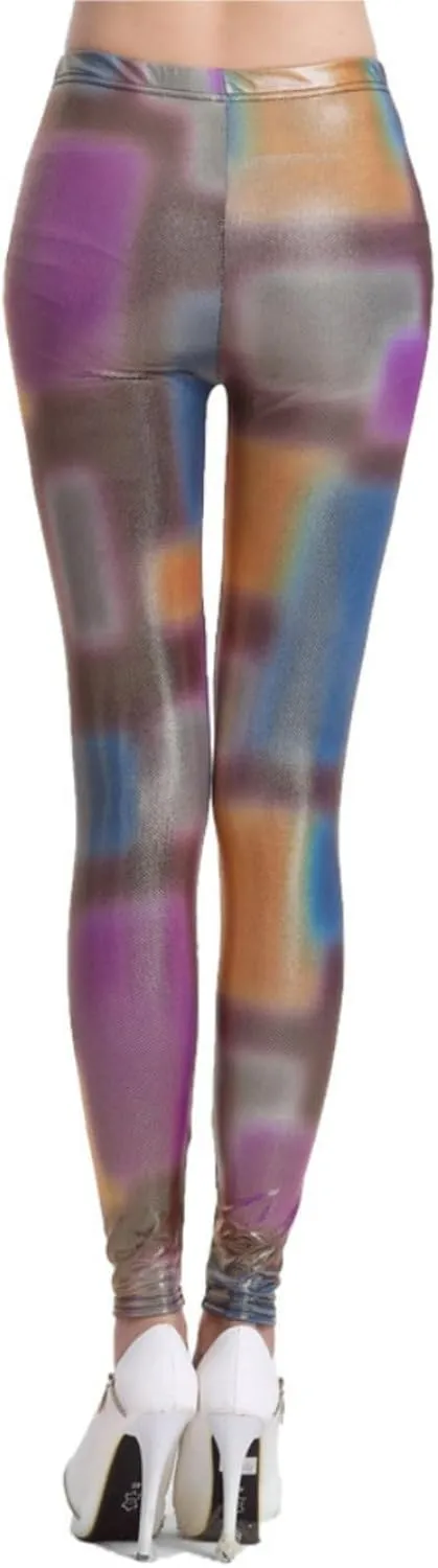 Faux Leather Legging Pants Dyeing Hot Stamping Colored Bottom Slim Fit High Waist Street Trendy Tight for Women