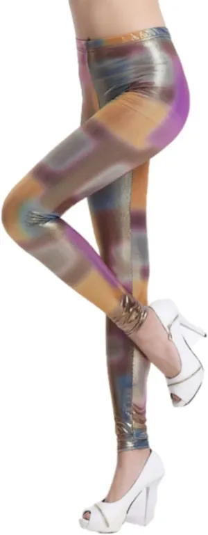 Faux Leather Legging Pants Dyeing Hot Stamping Colored Bottom Slim Fit High Waist Street Trendy Tight for Women