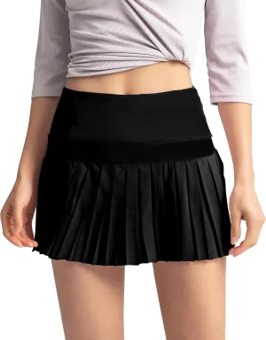 FEOYA Women Mini Pleated Tennis Skirt Short Golf Skort High Waisted A-Line Skirts with Shorts Pockets