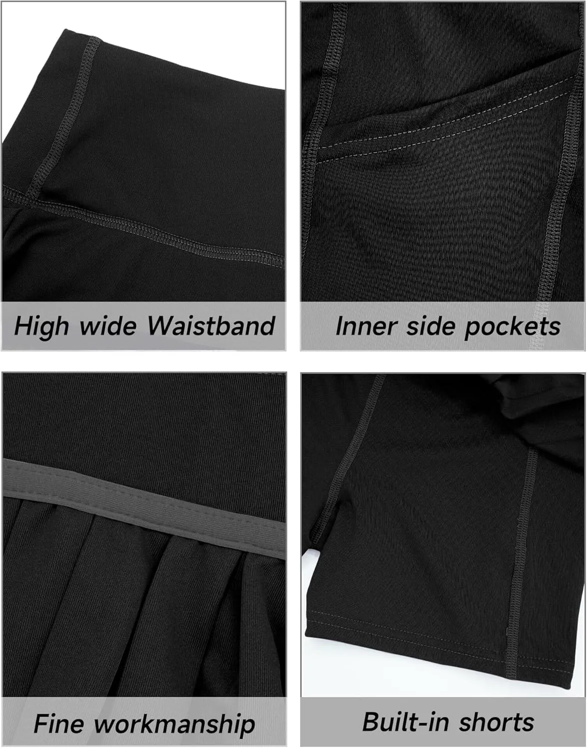 FEOYA Women Mini Pleated Tennis Skirt Short Golf Skort High Waisted A-Line Skirts with Shorts Pockets