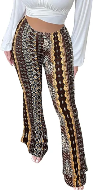 Flare Leggings Yoga Pants Women High Waisted Boho Flare Palazzo Pants Stretch Wide Leg Bell Bottom Yoga Leggings