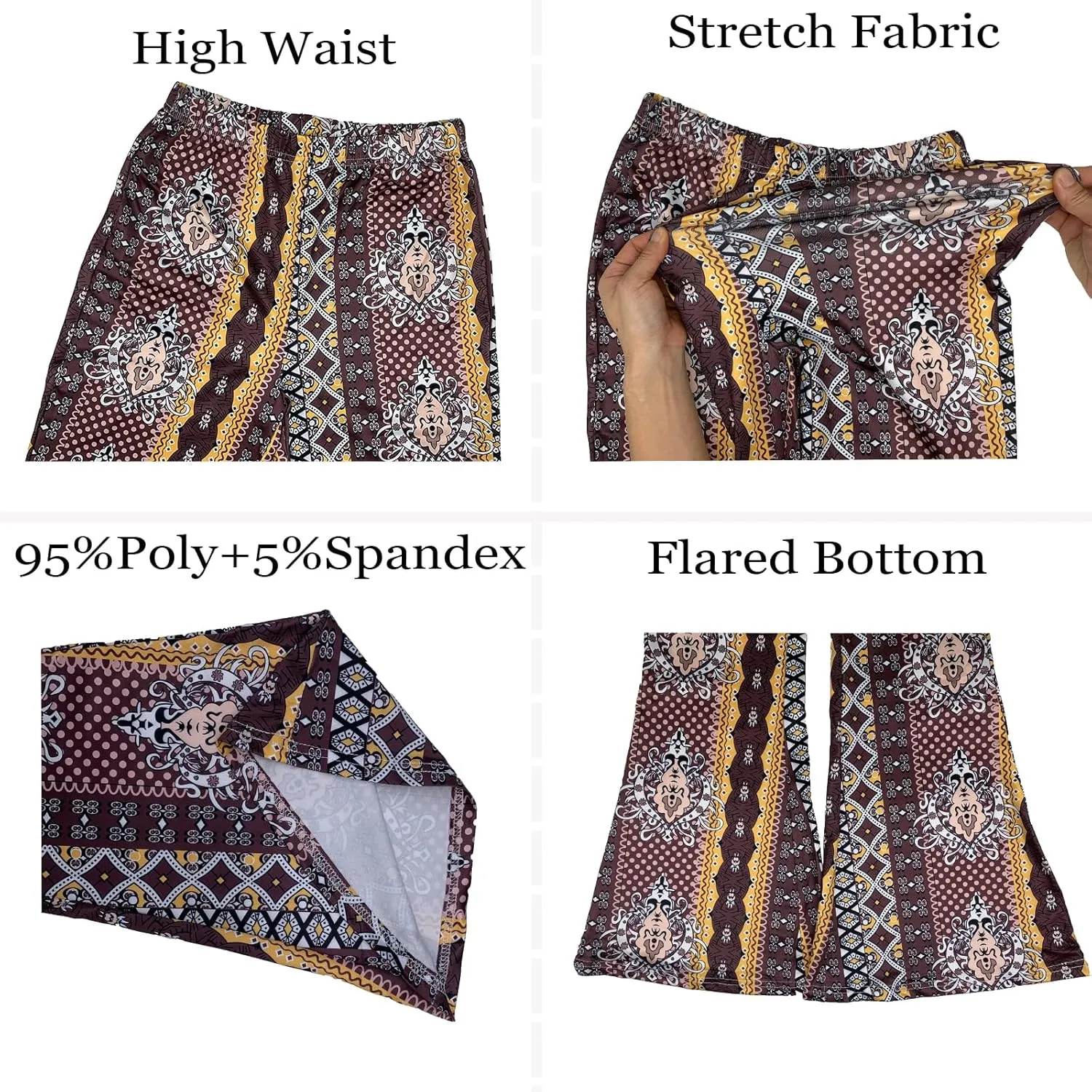 Flare Leggings Yoga Pants Women High Waisted Boho Flare Palazzo Pants Stretch Wide Leg Bell Bottom Yoga Leggings