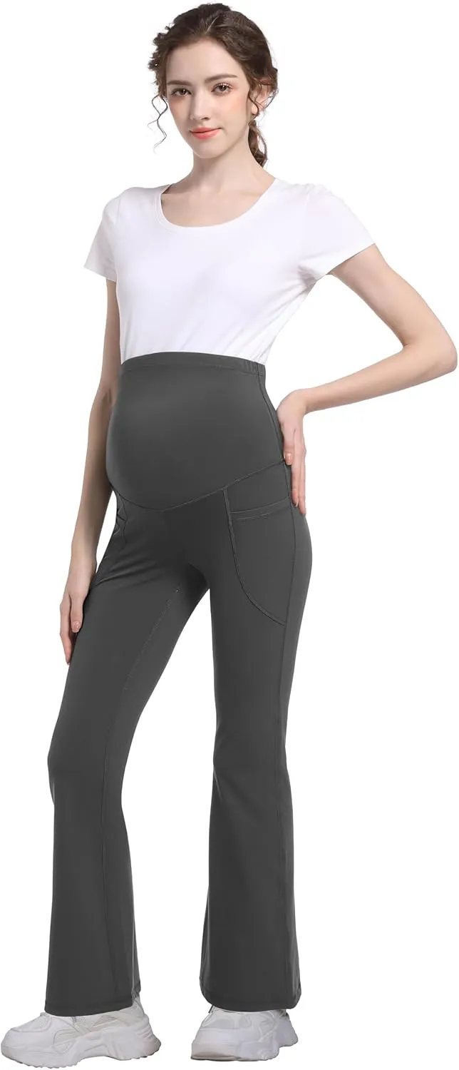 Foucome Women's Maternity Flare Leggings Bootcut Pregnancy Yoga Pants with Pockets