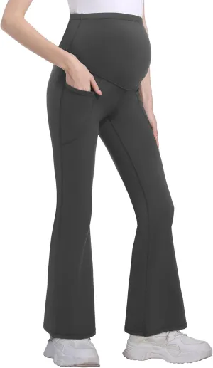 Foucome Women's Maternity Flare Leggings Bootcut Pregnancy Yoga Pants with Pockets
