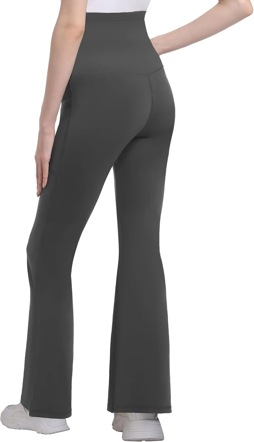 Foucome Women's Maternity Flare Leggings Bootcut Pregnancy Yoga Pants with Pockets