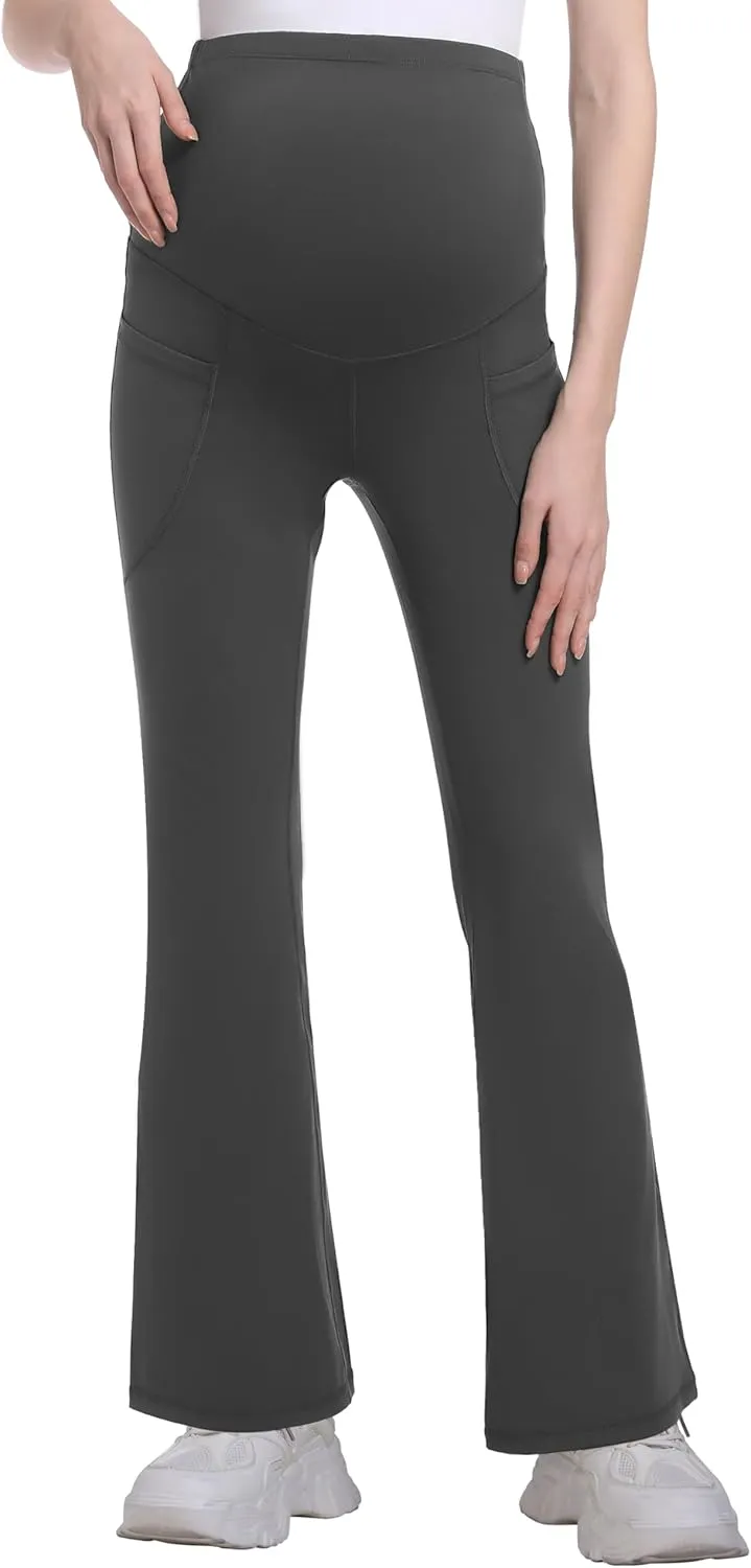 Foucome Women's Maternity Flare Leggings Bootcut Pregnancy Yoga Pants with Pockets
