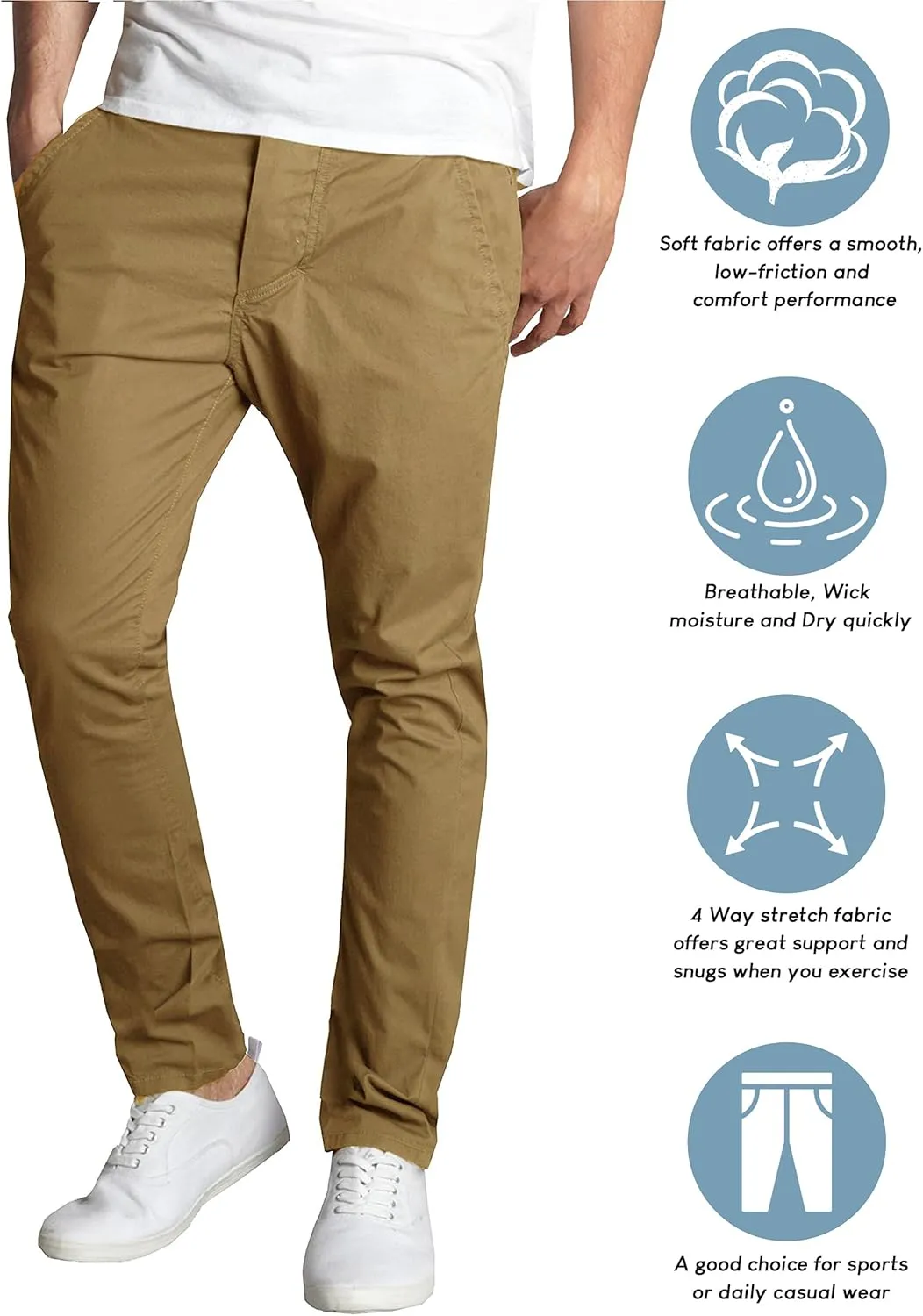 Galaxy by Harvic Slim Fit Men's Stretch Chino Pants