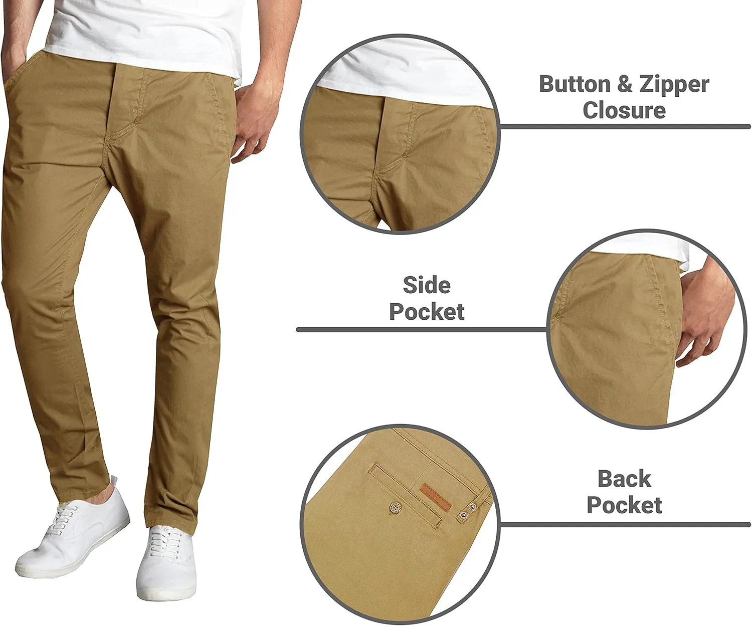 Galaxy by Harvic Slim Fit Men's Stretch Chino Pants
