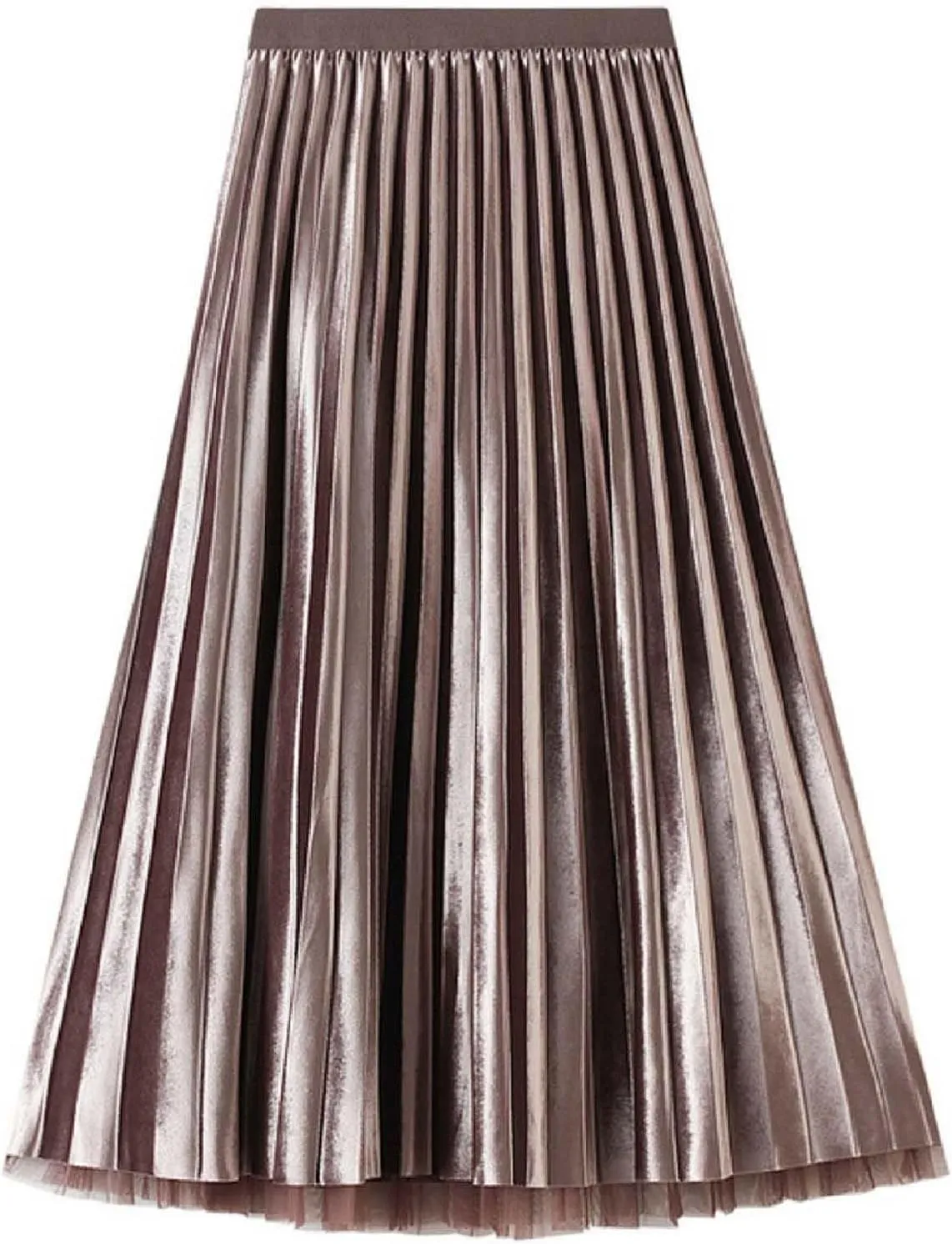 Golden Velvet Mesh Half Skirt for Women Wearing Long High Waisted Pleated Skirt On Both Sides Petticoat Skirt