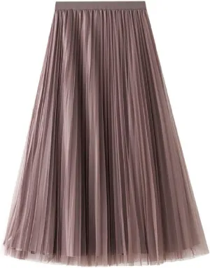 Golden Velvet Mesh Half Skirt for Women Wearing Long High Waisted Pleated Skirt On Both Sides Petticoat Skirt