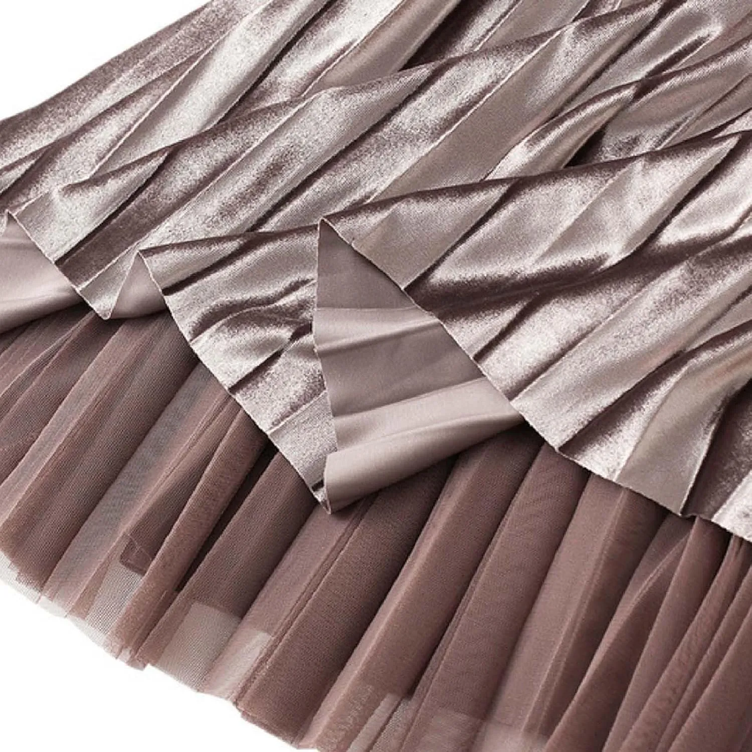 Golden Velvet Mesh Half Skirt for Women Wearing Long High Waisted Pleated Skirt On Both Sides Petticoat Skirt