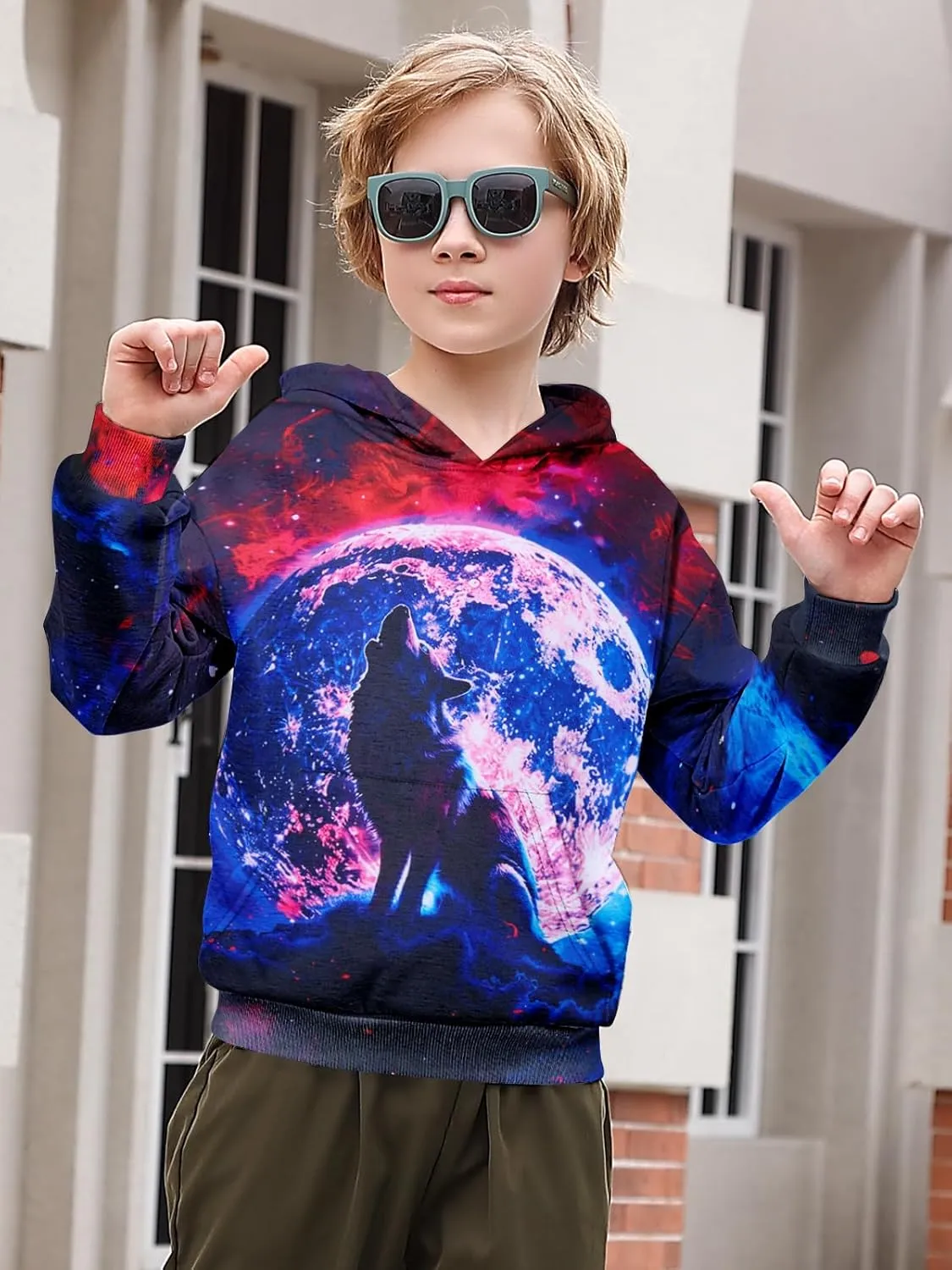 Goodstoworld Boys Girls Warm Fleece 3D Graphic Hoodies Sweatshirt with Pockets Size 5-16 Years
