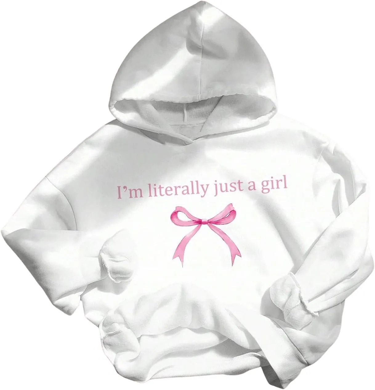 GORGLITTER Girl's Bow Hoodies Cute Oversized Drop Shoulder Long Sleeve Sweatshirts Trendy