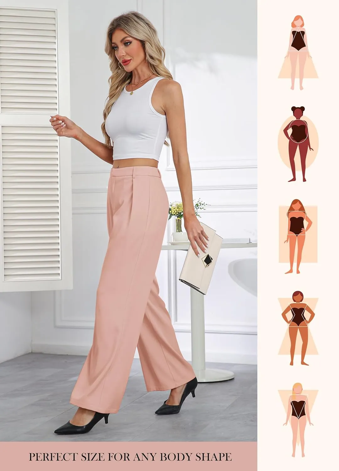 Gracyoga Women's Wide Leg Dress Pants High Waisted Casual Work Trousers 2025 Business Outfits with Pockets