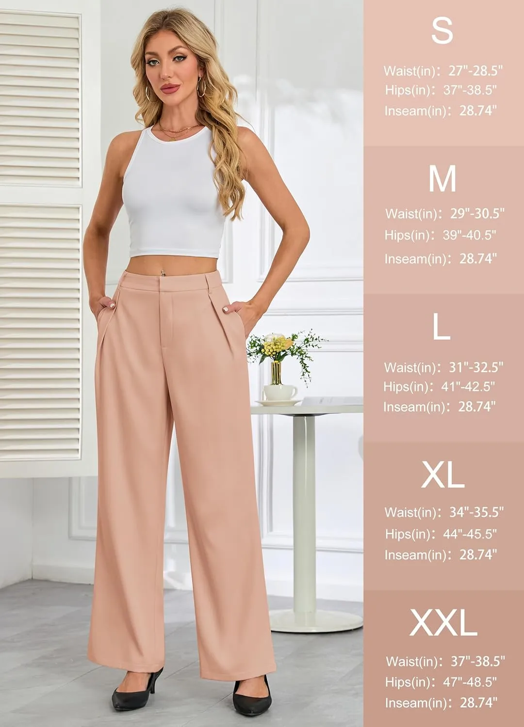 Gracyoga Women's Wide Leg Dress Pants High Waisted Casual Work Trousers 2025 Business Outfits with Pockets