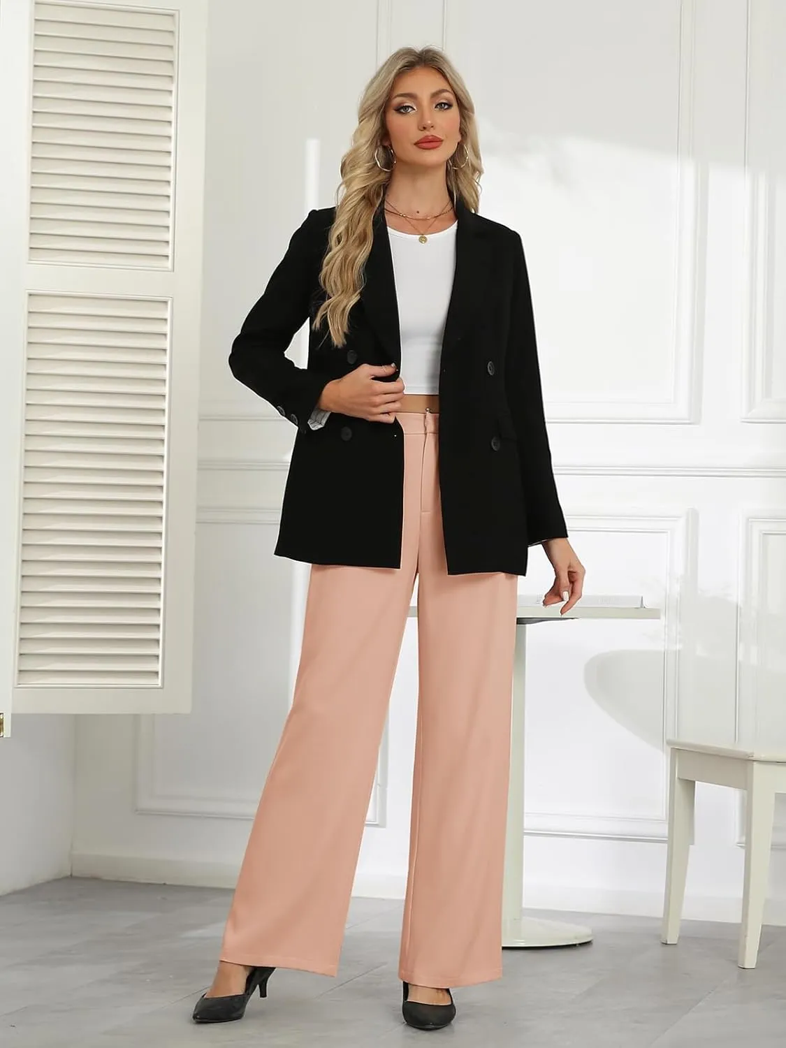 Gracyoga Women's Wide Leg Dress Pants High Waisted Casual Work Trousers 2025 Business Outfits with Pockets