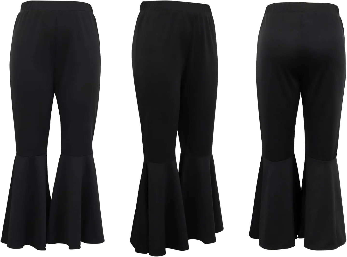 GUOLEZEEV Women High Waisted Flare Pants Solid Color Fashion Pleated Bell Bottoms(7 Colors)