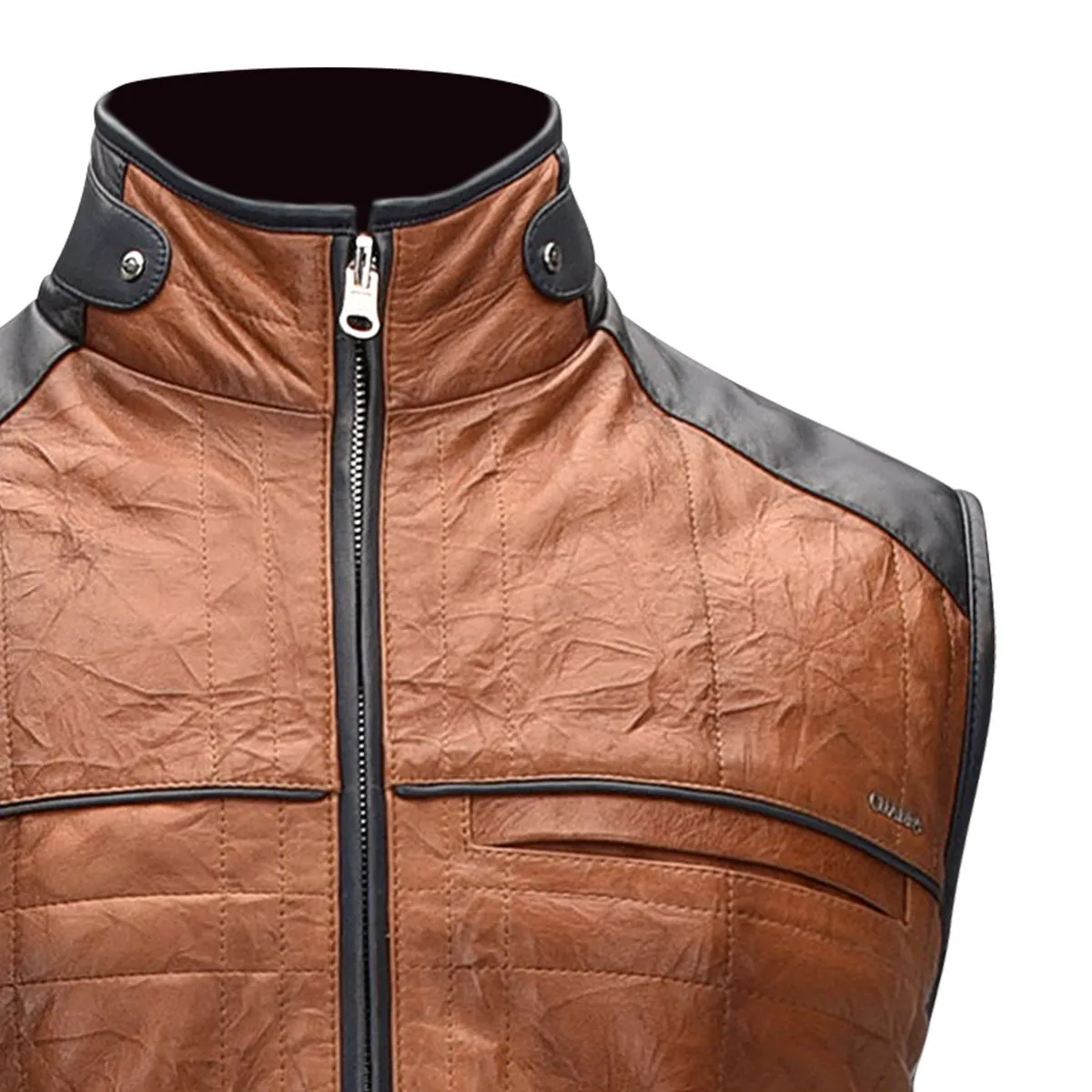 H278BOC - Cuadra honey casual fashion sheepskin leather reversible vest for men