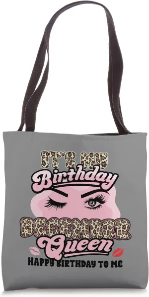 Happy Birthday Girl Born December Sassy Queen Leopard Women Tote Bag