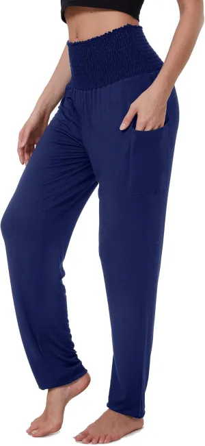 Harem Pants for Women with Pockets, High Waisted Comfy Stretch Loose Sweatpants for Workout, Running, Yoga