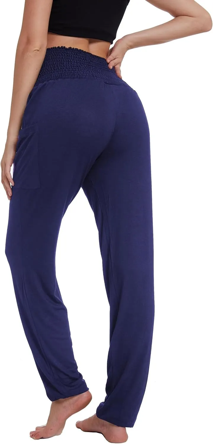 Harem Pants for Women with Pockets, High Waisted Comfy Stretch Loose Sweatpants for Workout, Running, Yoga