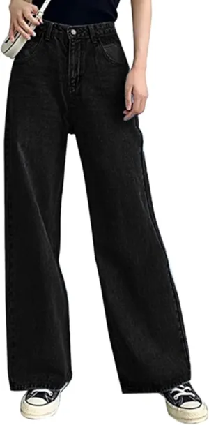 HDLTE Women Ripped Boyfriends Jeans Distressed High Waist Baggy Denim Pants Wide Leg Straight Trousers Y2k Streetwear Pants