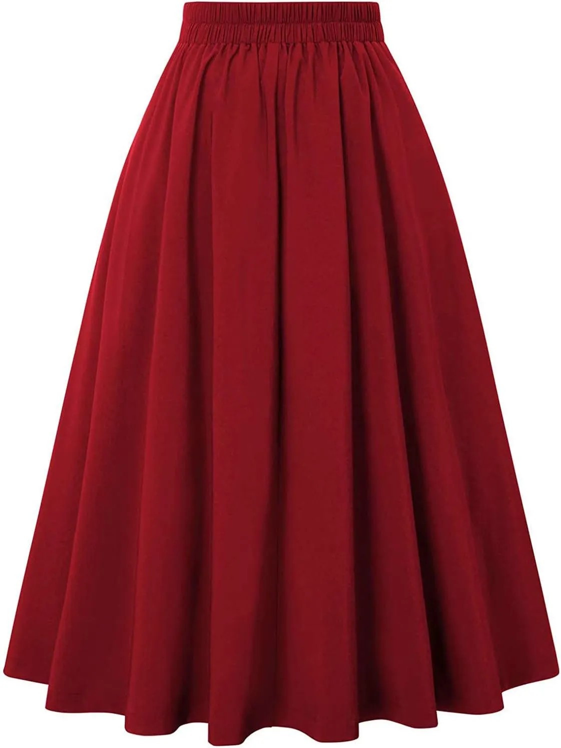 High Women Skirt Skirt Vintage Fashion Casual Waist Pleated with Pockets Skirt Skater Skirts for Women Knee