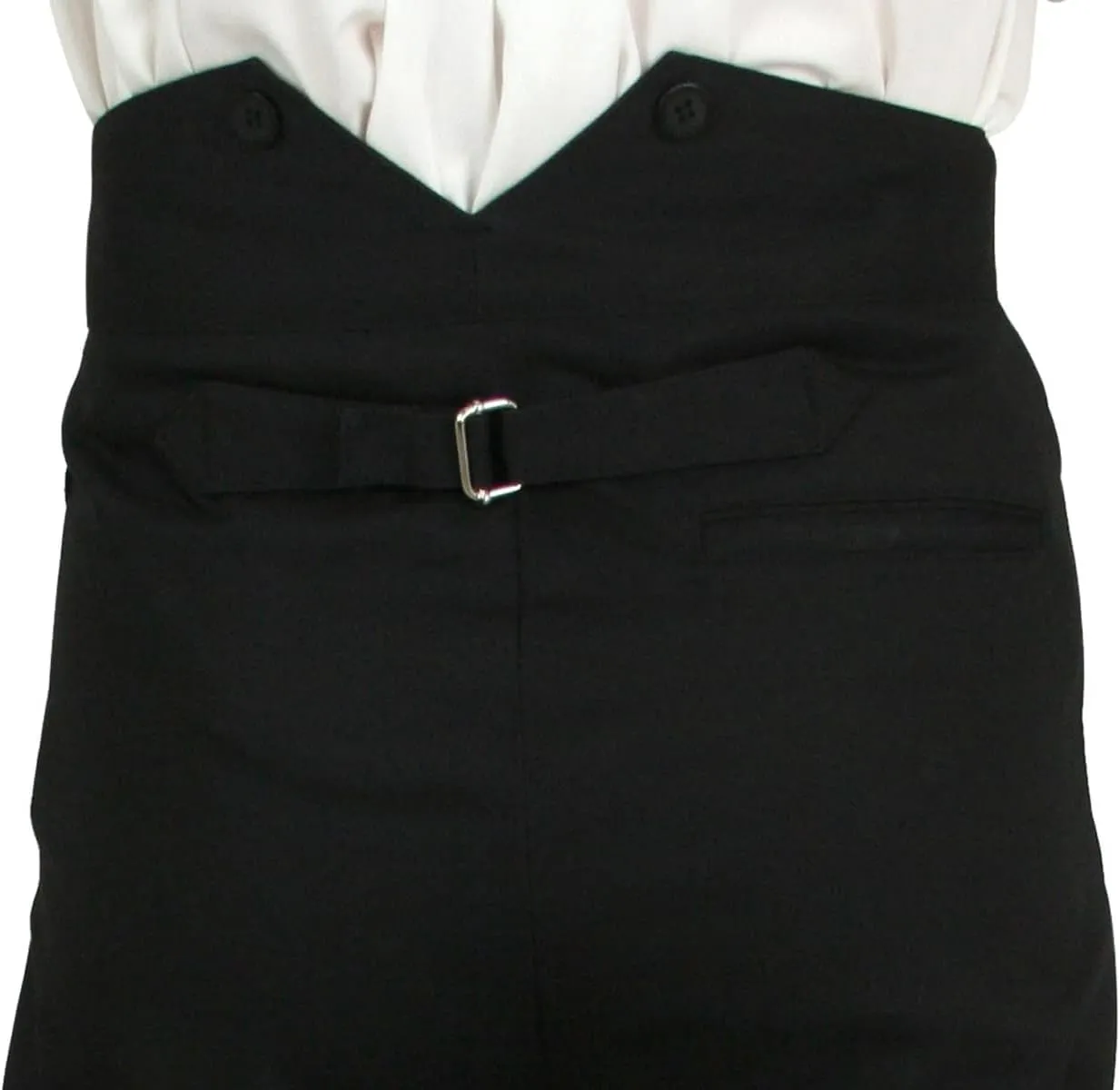 Historical Emporium Men's High Waist Cotton Twill Dress Trousers, Victorian Western Work Pants with Suspender Buttons