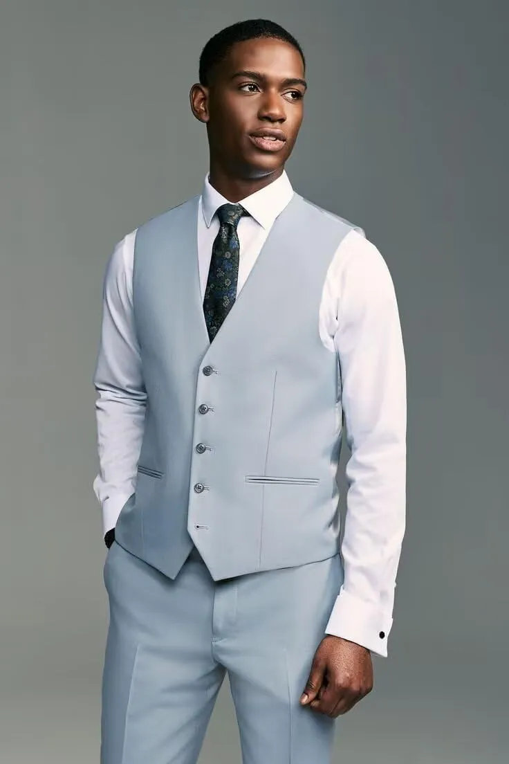 HUUTOE Mens Vest and Pants Suit 2 Piece Slim Fit Suits for Wedding Grooms Dress Waistcoat Pants Casual Prom Tuxedo Set