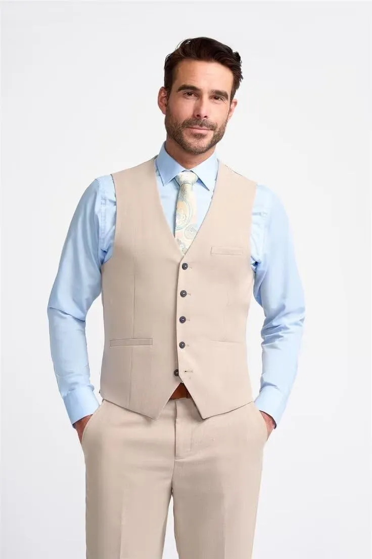 HUUTOE Mens Vest and Pants Suit 2 Piece Slim Fit Suits for Wedding Grooms Dress Waistcoat Pants Casual Prom Tuxedo Set
