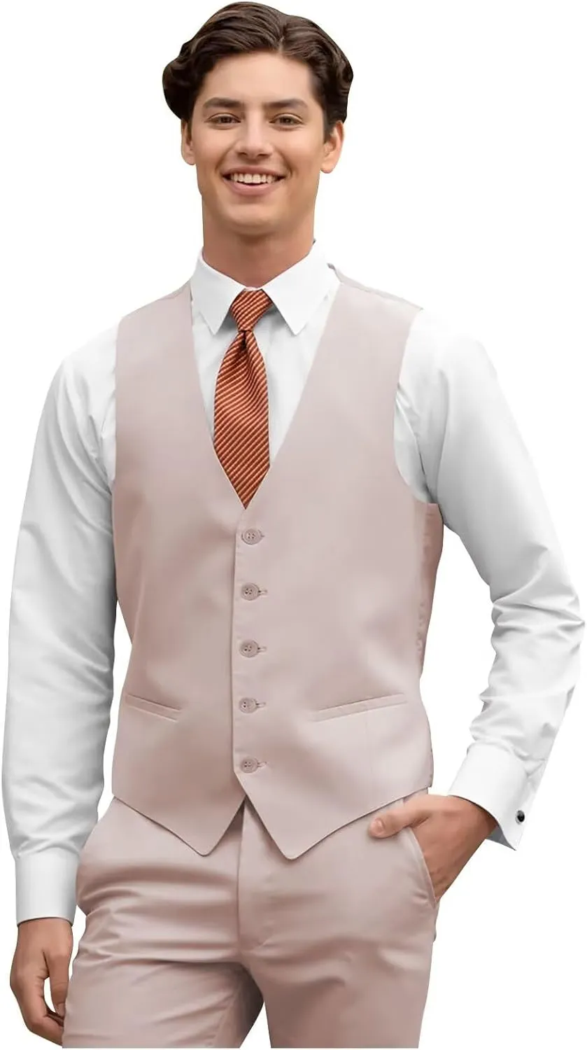 HUUTOE Mens Vest and Pants Suit 2 Piece Slim Fit Suits for Wedding Grooms Dress Waistcoat Pants Casual Prom Tuxedo Set