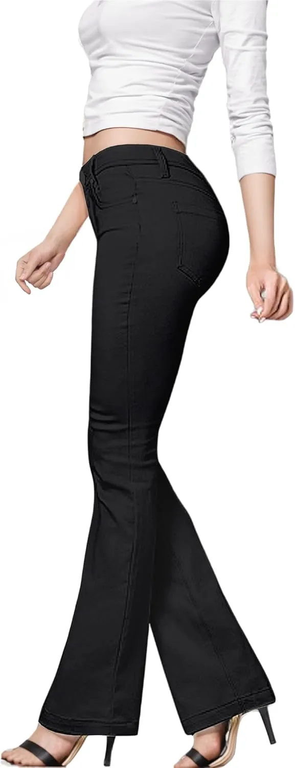 Hybrid & Company Womens Hyper Ultra Stretch Comfy Boot Cut Leg Flare Work Casual Pants