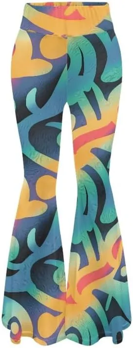 Irisjudy Hawaii Floral Flare Leggings for Women 30" Tummy Control Bootcut Yoga Pants High Waisted Casual Business Work Pants