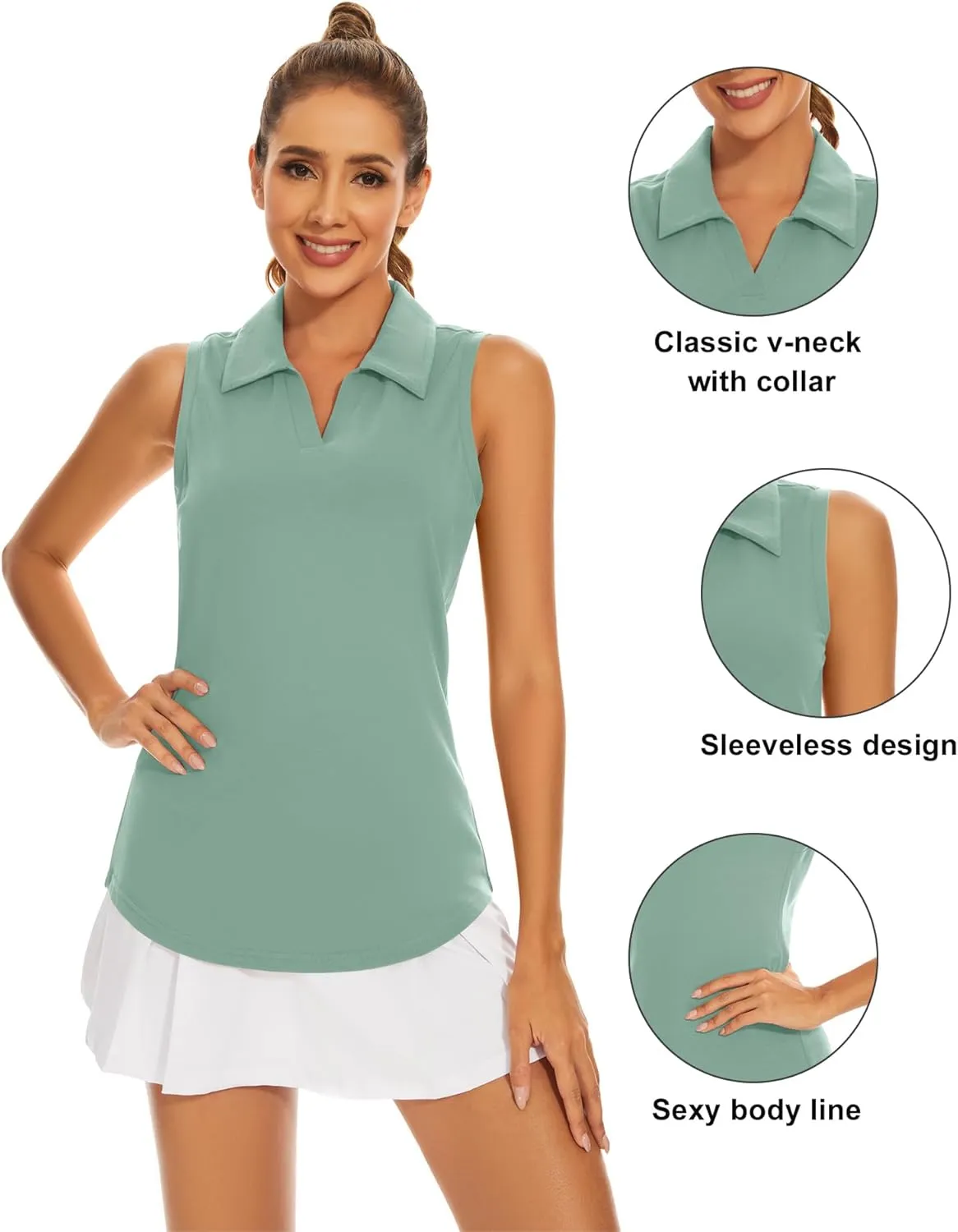 Ivicoer Womens Golf Shirt Polo Short Sleeve,Sleeveless,Long Sleeve Tennis Collared Top Athletic Clothes for Ladies