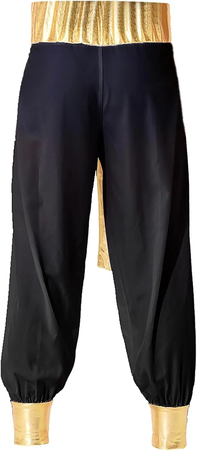 JEATHA Men's Arabian Prince Street Rat Costume for Adults Sleeveless Vest with Belt Harem Pants Cosplay Fancy Outfit Party